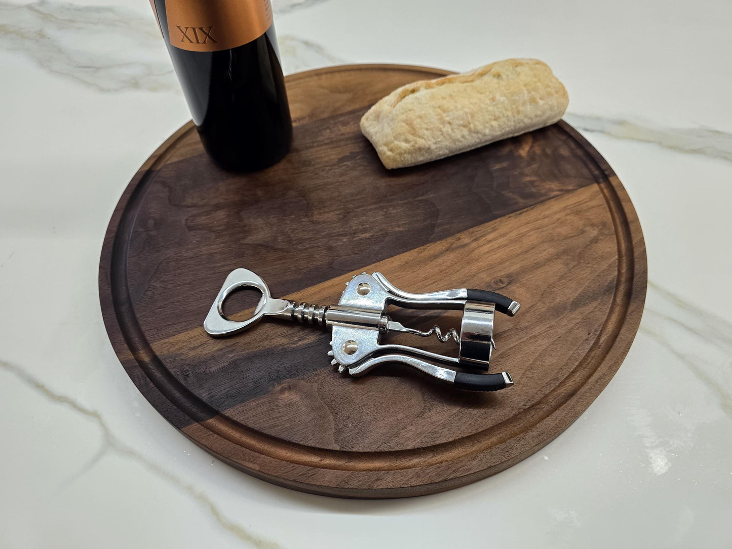 Round black walnut cutting board
