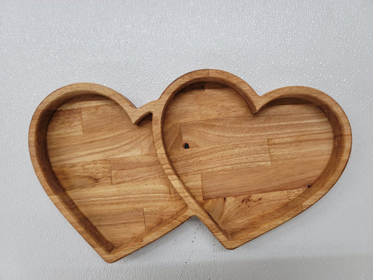 Wooden combined Hearts candy/snack dish